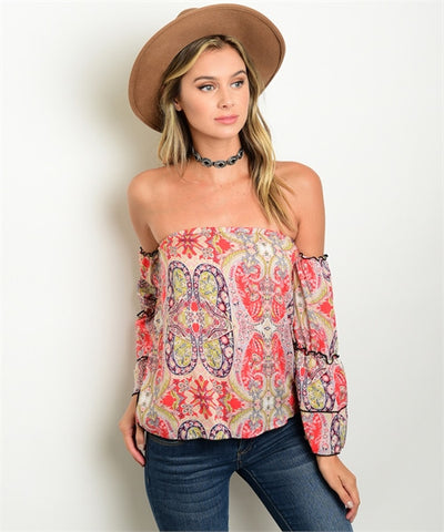 LARGE Coral Staple Top
