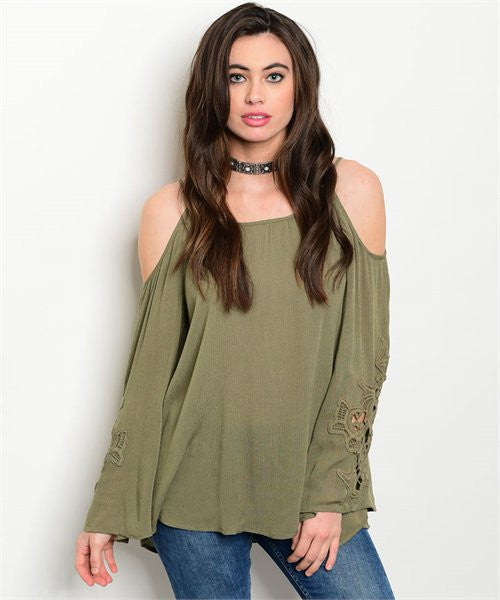 Olive green off the best sale shoulder top