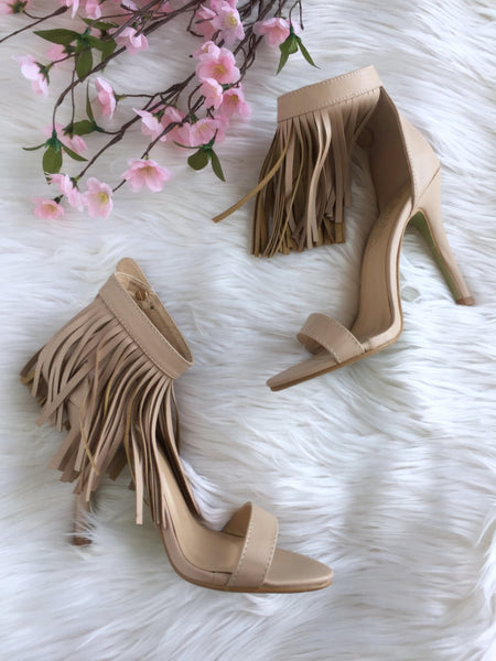 Tan shop fringe heels