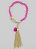 Ball Chain Tassel Bracelets - Hot Pink