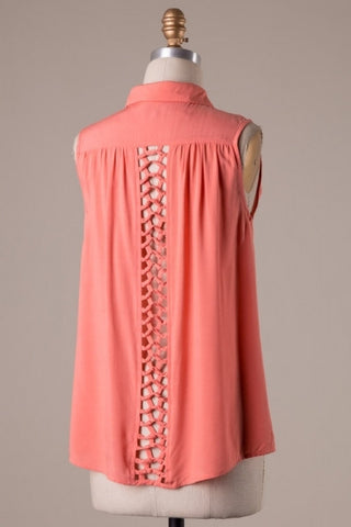 LARGE Coral Staple Top
