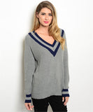 MEDIUM Grey V-Neck Sweater