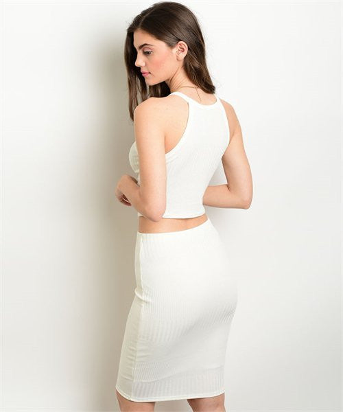 Top & Skirt Set - White