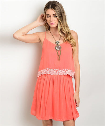 LARGE Neon Coral Maxi Dress