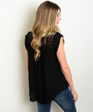 LARGE Black Woven Top