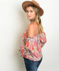 Paisley Off The Shoulder Top - Coral & Purple