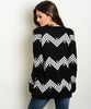 LARGE Black White Sweater knit Cardigan