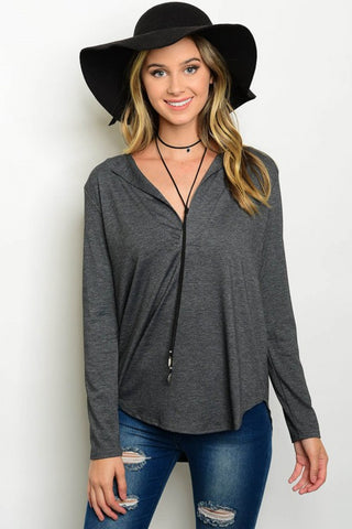 Charcoal Embroidery Sweater Top