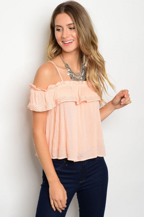Peach Off The Shoulder Top
