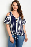 Navy Ivory Stripped Plus Top