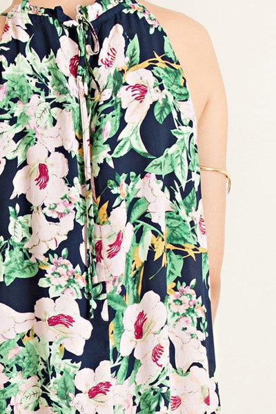 LARGE Entro Floral Print Dress - Navy
